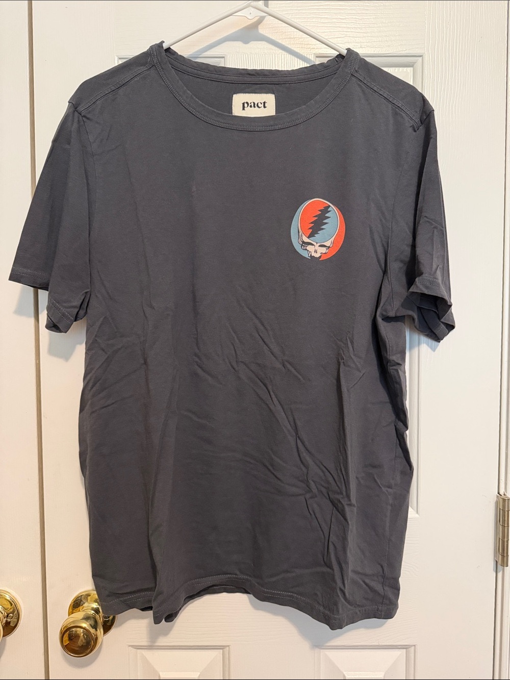 Pact Short-Sleeve Gray Tee with Two-Tone Skull Logo